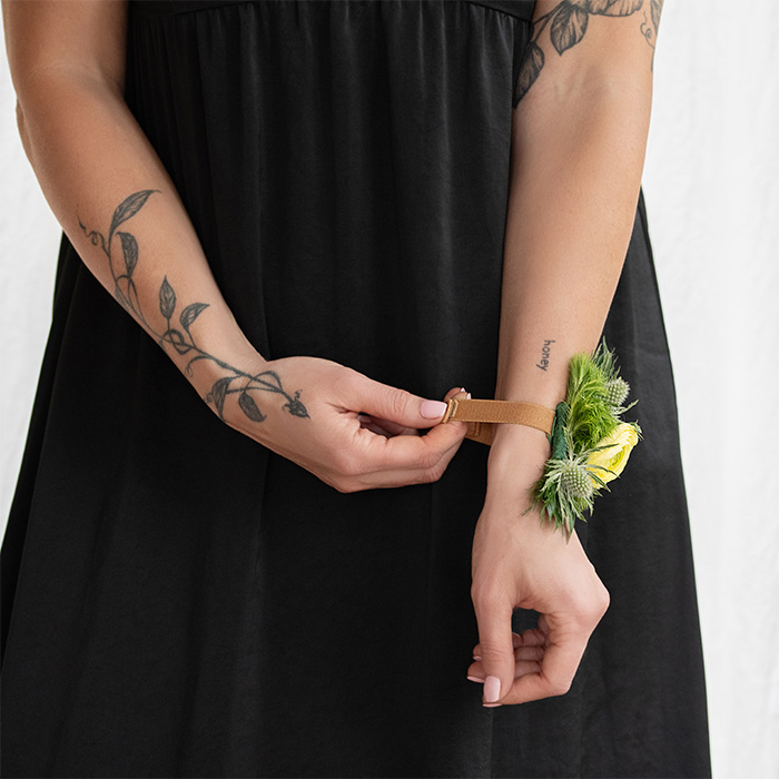 wristix with flowers on a lady