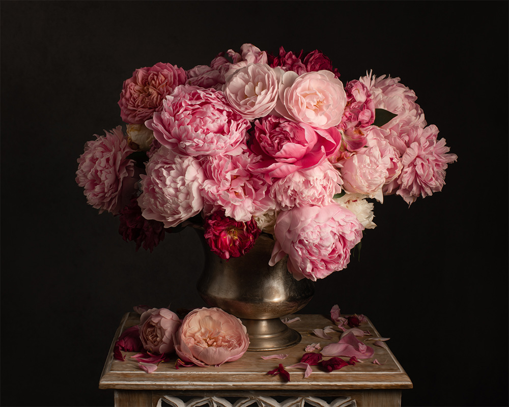 arrangement of peonies