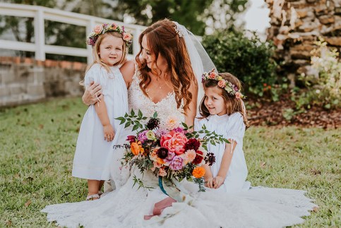 bride and flower girls
