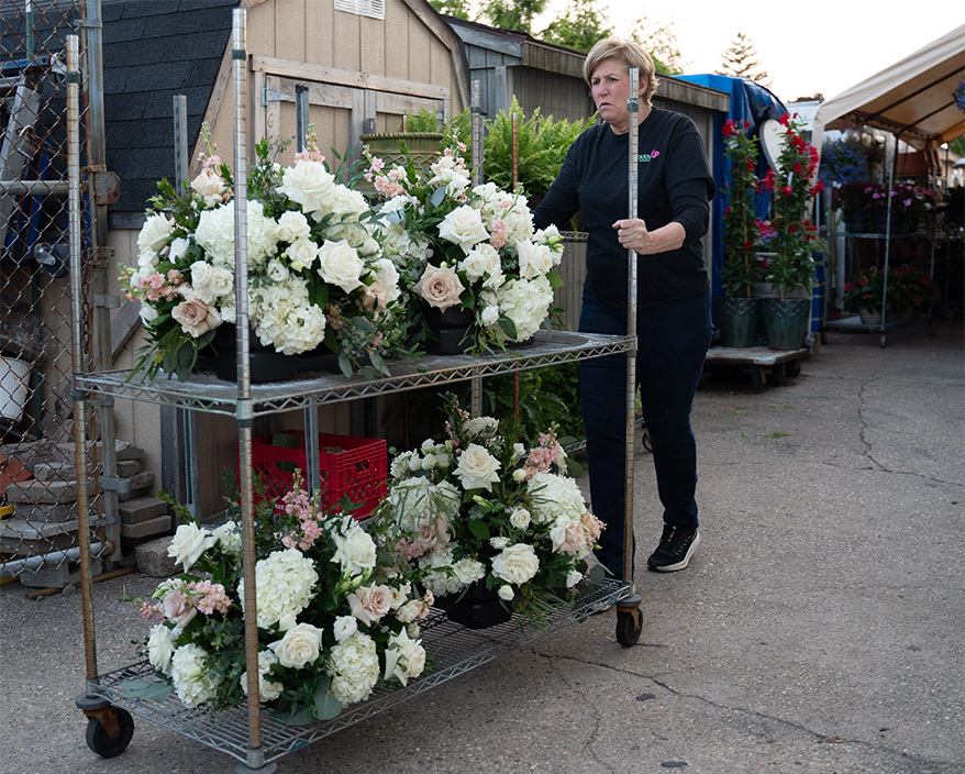 caddy on flower cart