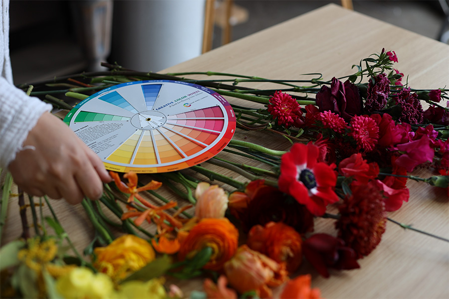 color wheel and flowers