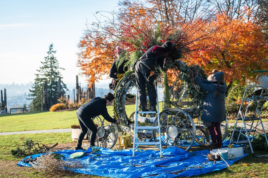 designers working on a sculpture