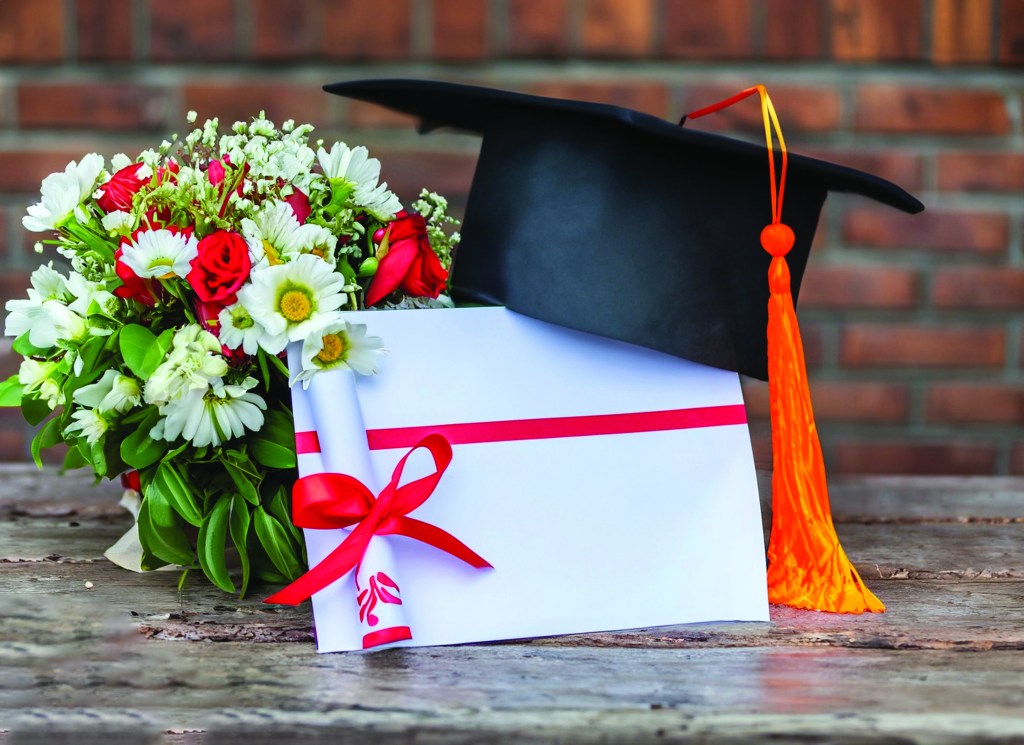 graduation background with school accessories
