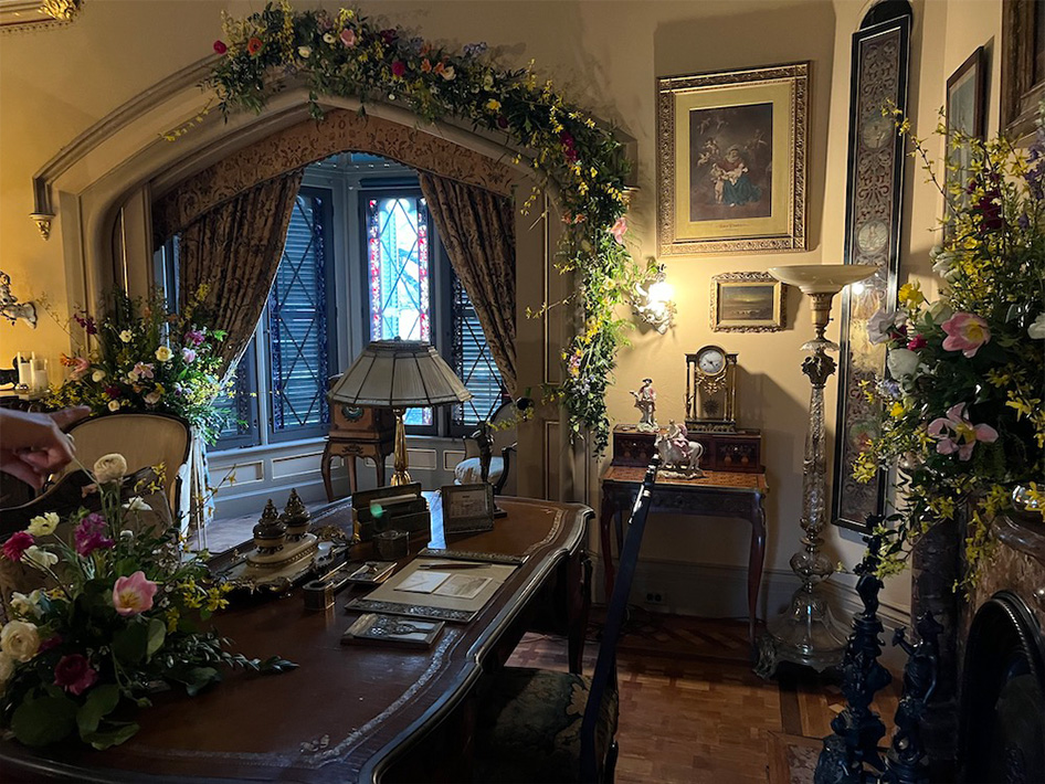 living room filled with flowers