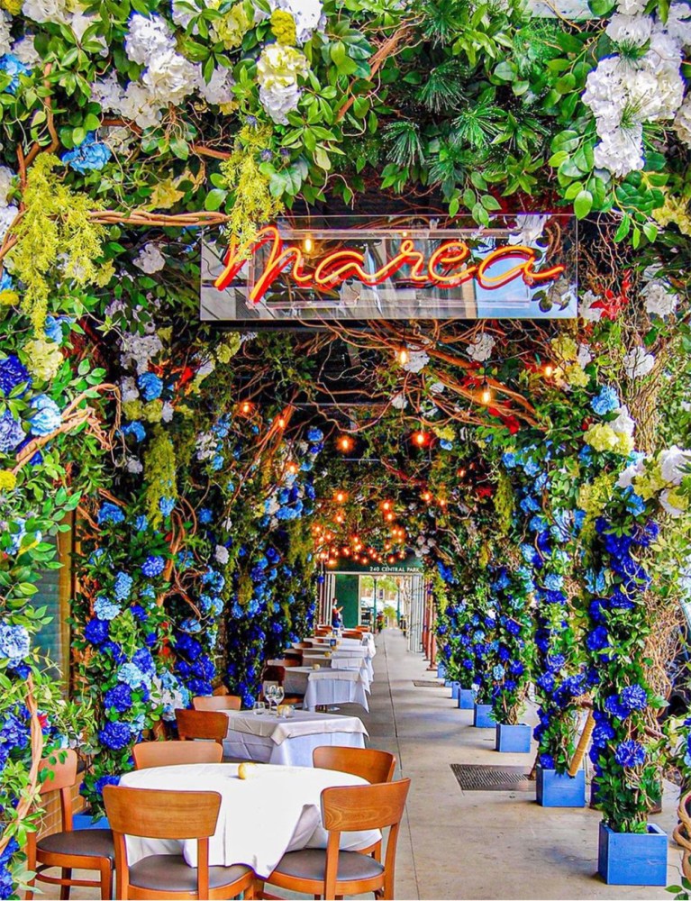 outdoor floral display for a business