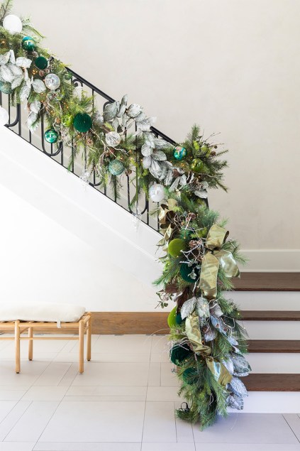 staircase with garland