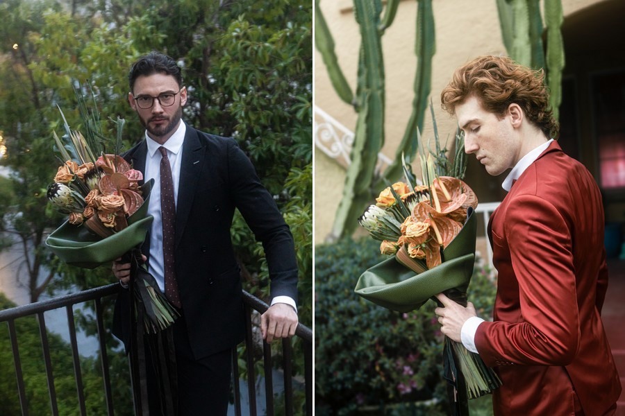 men with flowers