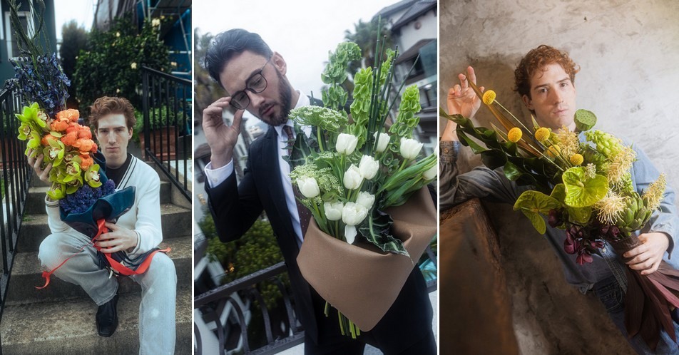 men with flowers