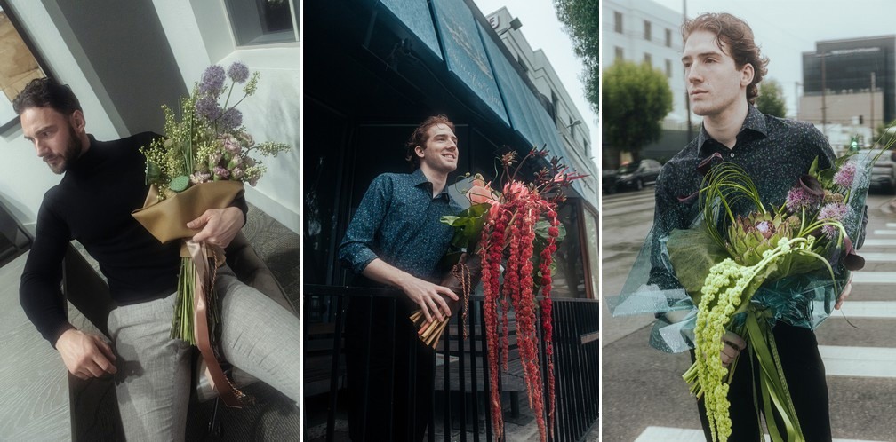 men with flowers