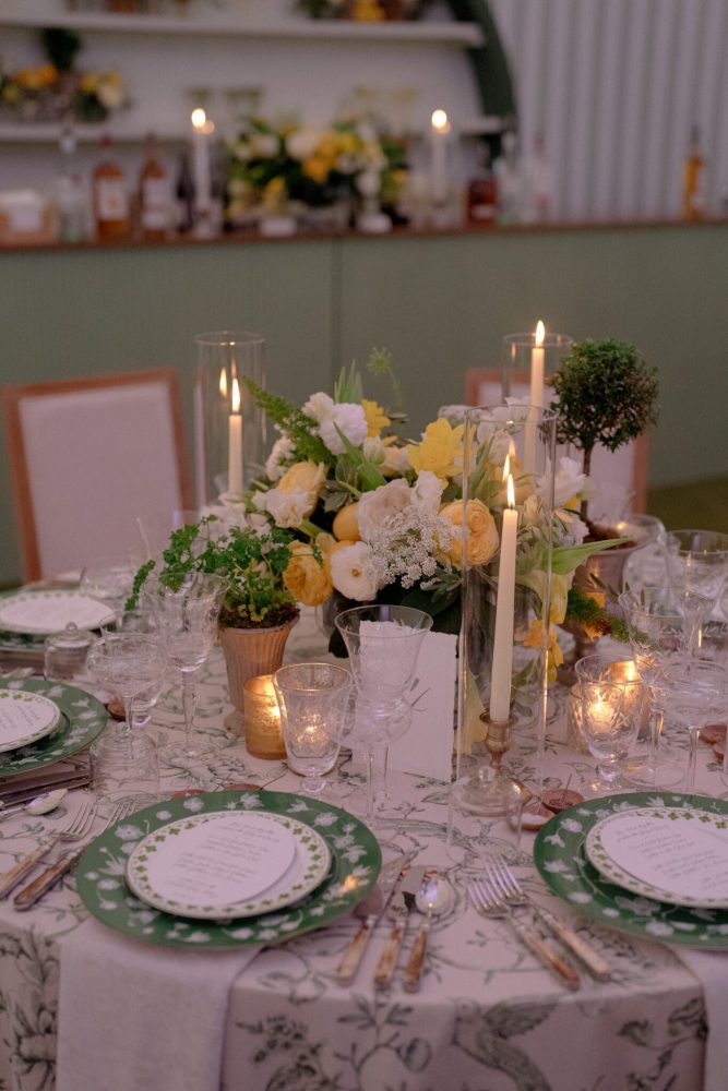 centerpiece on table with candles