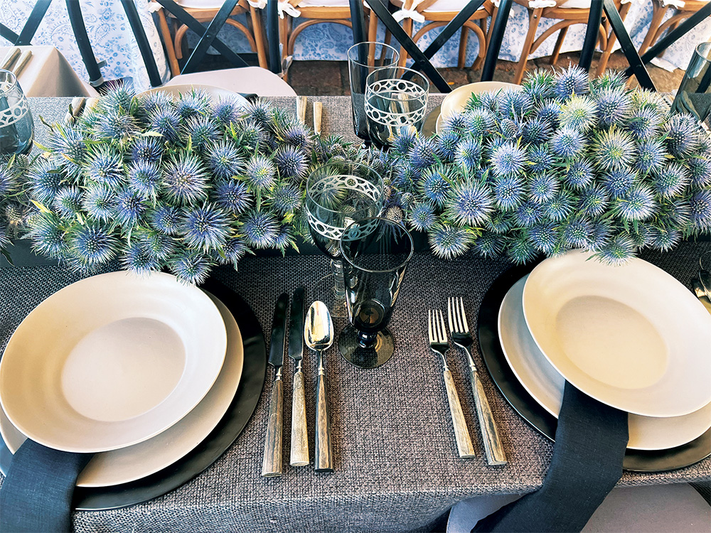 all blue tablescape