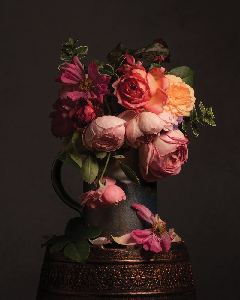 garden floral design in a pitcher