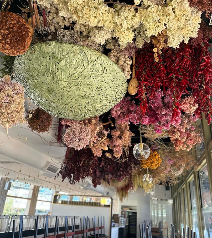 hanging flowers from ceiling
